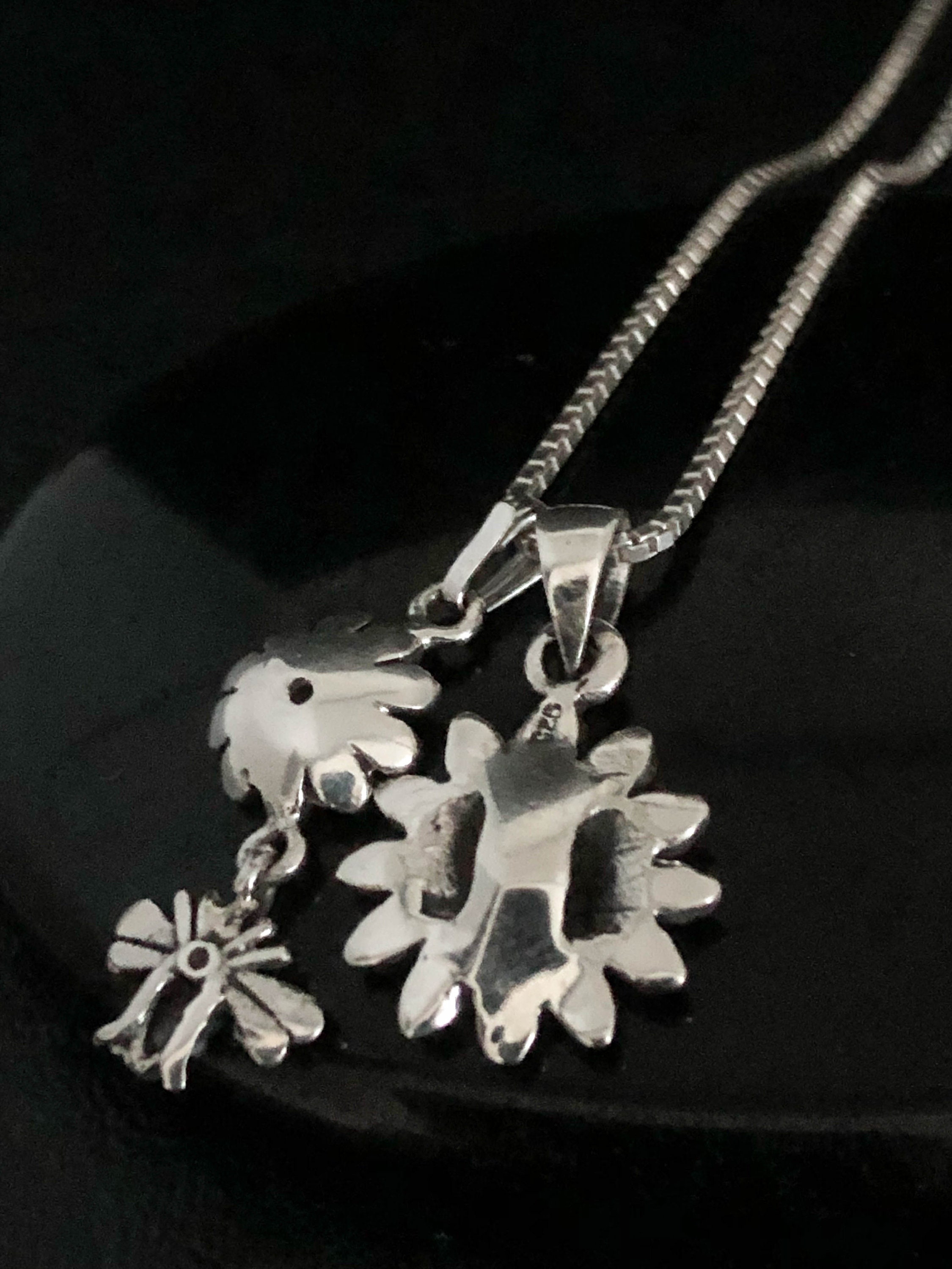 Sunflower Bee Necklace Sterling Silver Sunflower Necklace Etsy