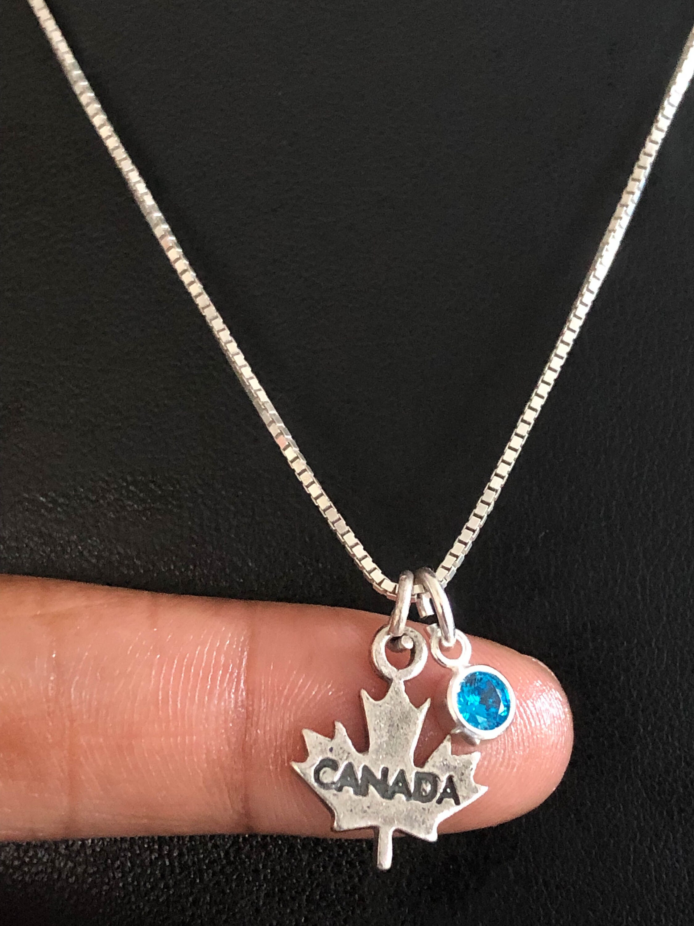 Canadian Flag Necklace, Sterling Silver Canadian Flag