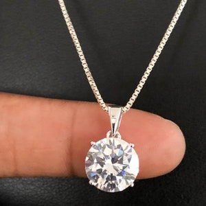 Sterling Silver Cz Necklace, Solitaire Necklace, Cubic Zirconia Necklace, Clear Cubic Zirconia Pendant, Wedding Necklace, Bridal Necklace image 3