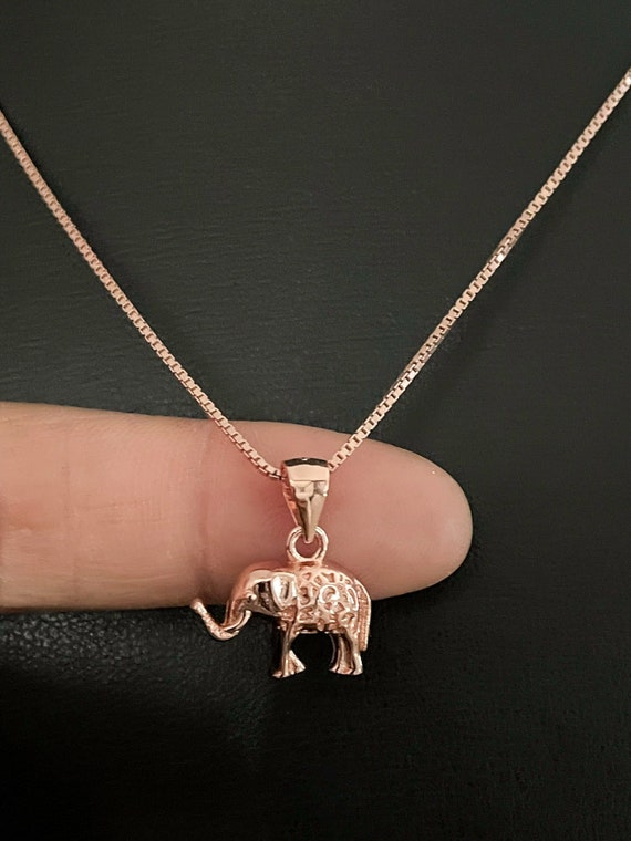 Rose gold elephant necklace deals