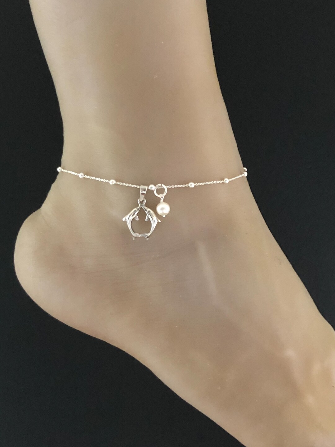 Buy Dolphin Anklet, Sterling Silver Beaded Ankle Bracelet, Good
