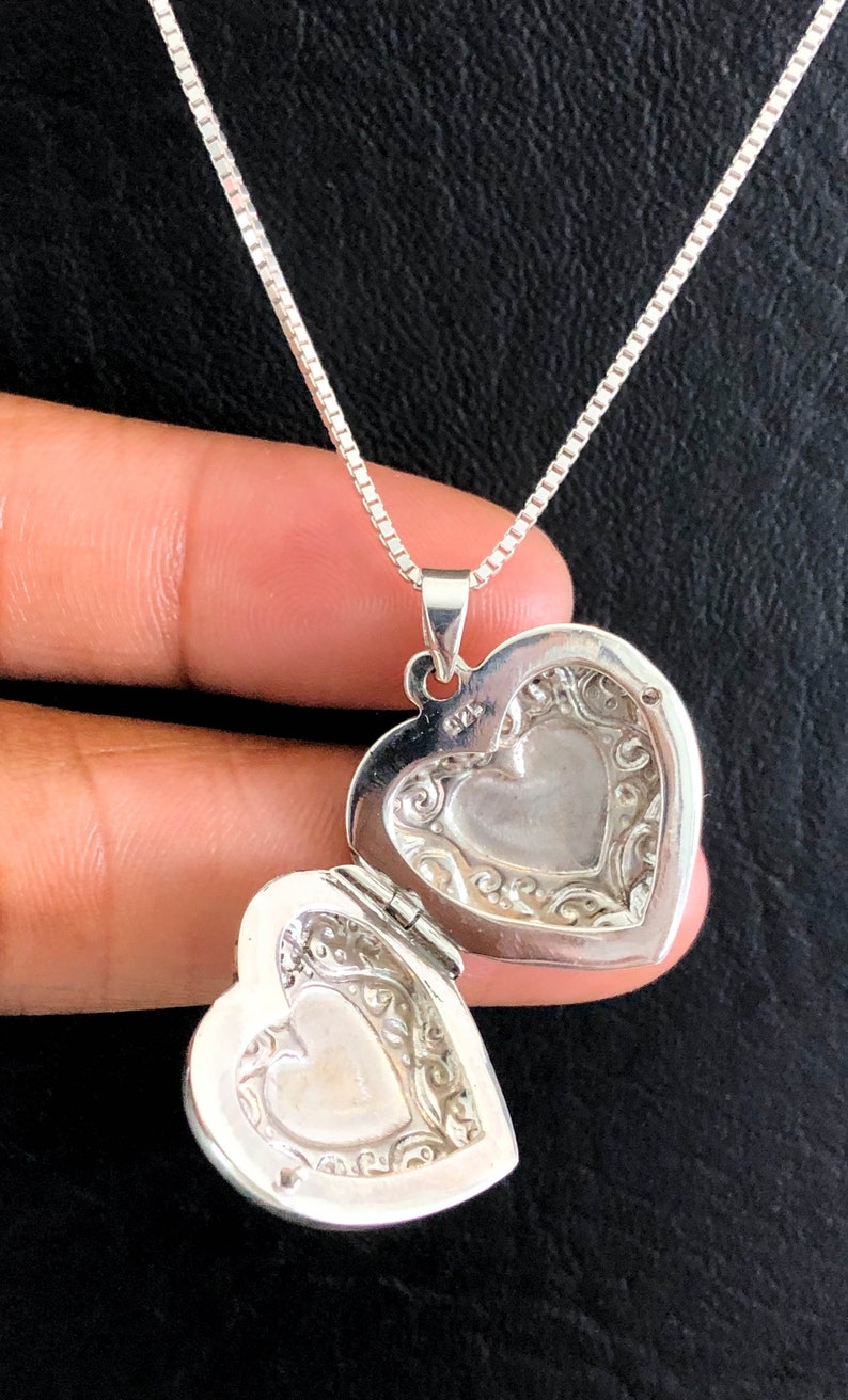 Victorian Heart Locket Necklace, Sterling Silver Locket Pendant, Heart Locket Necklace, Photo Locket Jewelry, Anniversary Gift for Her image 6