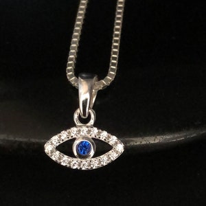 Evil Eye Necklace Sterling Silver Evil Eye Necklace Cz Evil - Etsy