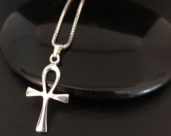 Dainty Ankh Necklace, Sterling Silver Ankh Pendant, Egyptian Necklace, Ankh Charm Pendant, Everyday Egyptian Jewelry, Minimalist Necklace