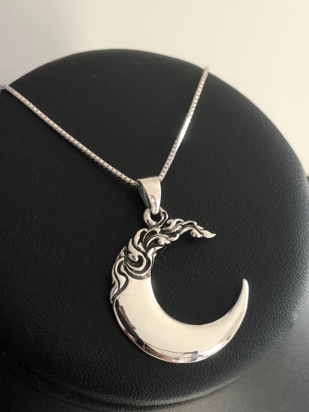 Crescent Necklace, Sterling Silver Crescent Pendant, Moon Charm Pendant ...