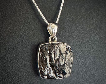 Genuine Shungite Noble Necklace, Sterling Silver Elite Noble Shungite Pendant, Chakra Charm, Protection Jewelry, Natural Mineral Necklace