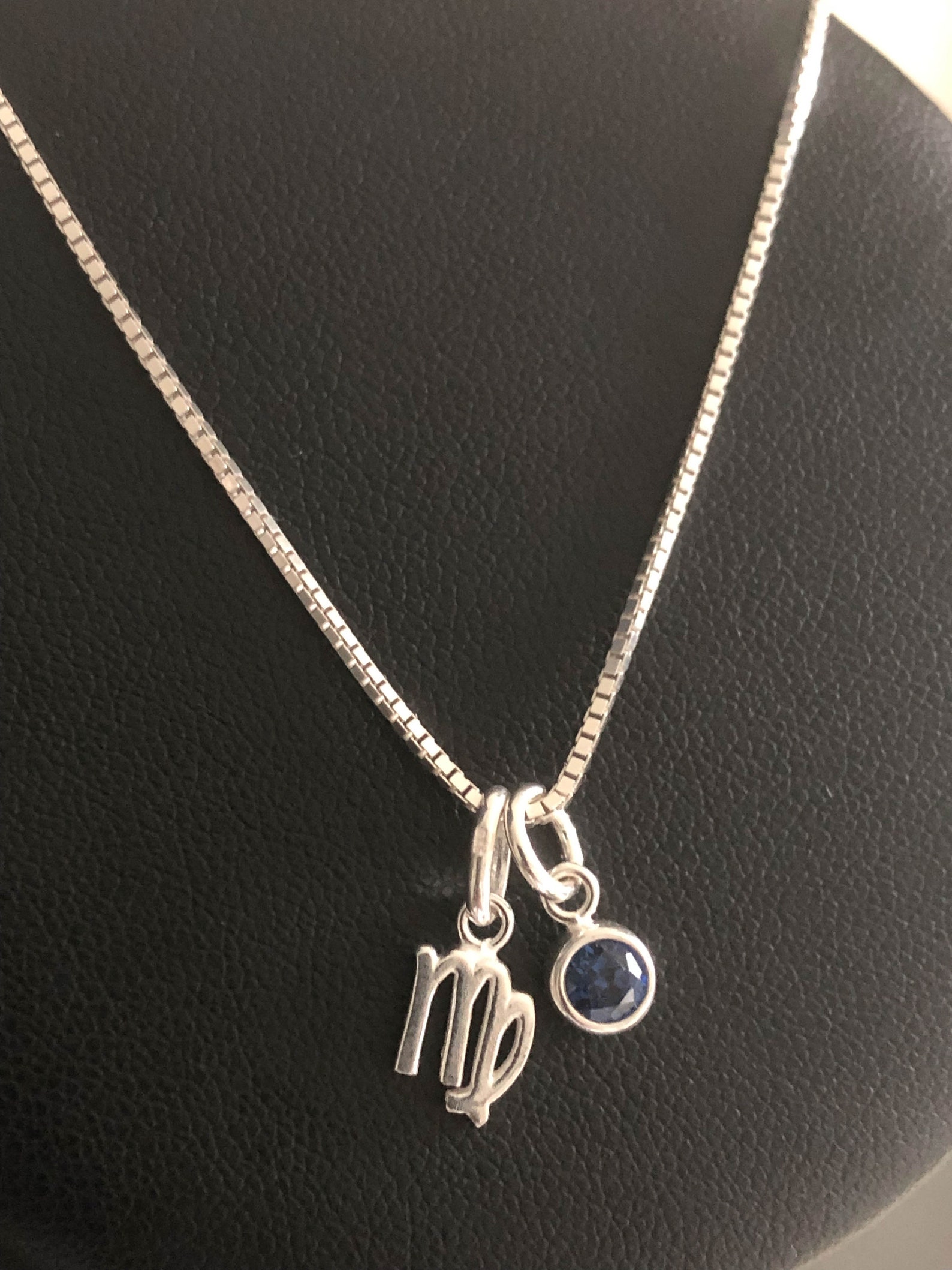 Petite Virgo Necklace Sterling Silver Virgo Pendant August Etsy