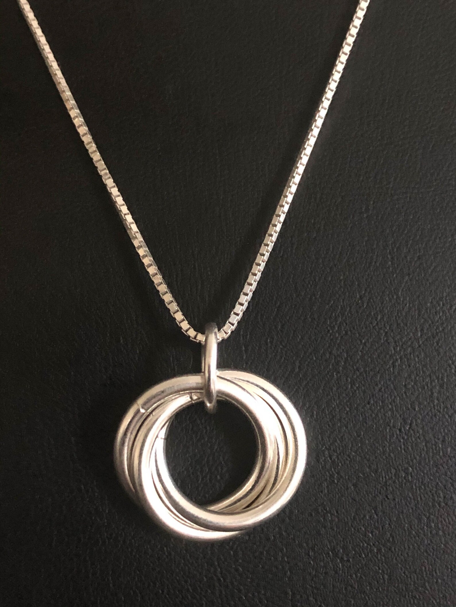 Three Circles Necklace Sterling Silver 3 Rings Necklace 30th Etsy