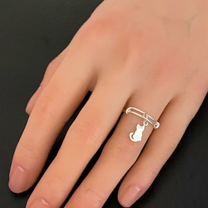 Cat Adjustable Ring, Sterling Silver Adjustable Cat Lover Ring, Cat Jewelry, Animal Lover Ring, Personalized Ring, Pet Jewelry Ring