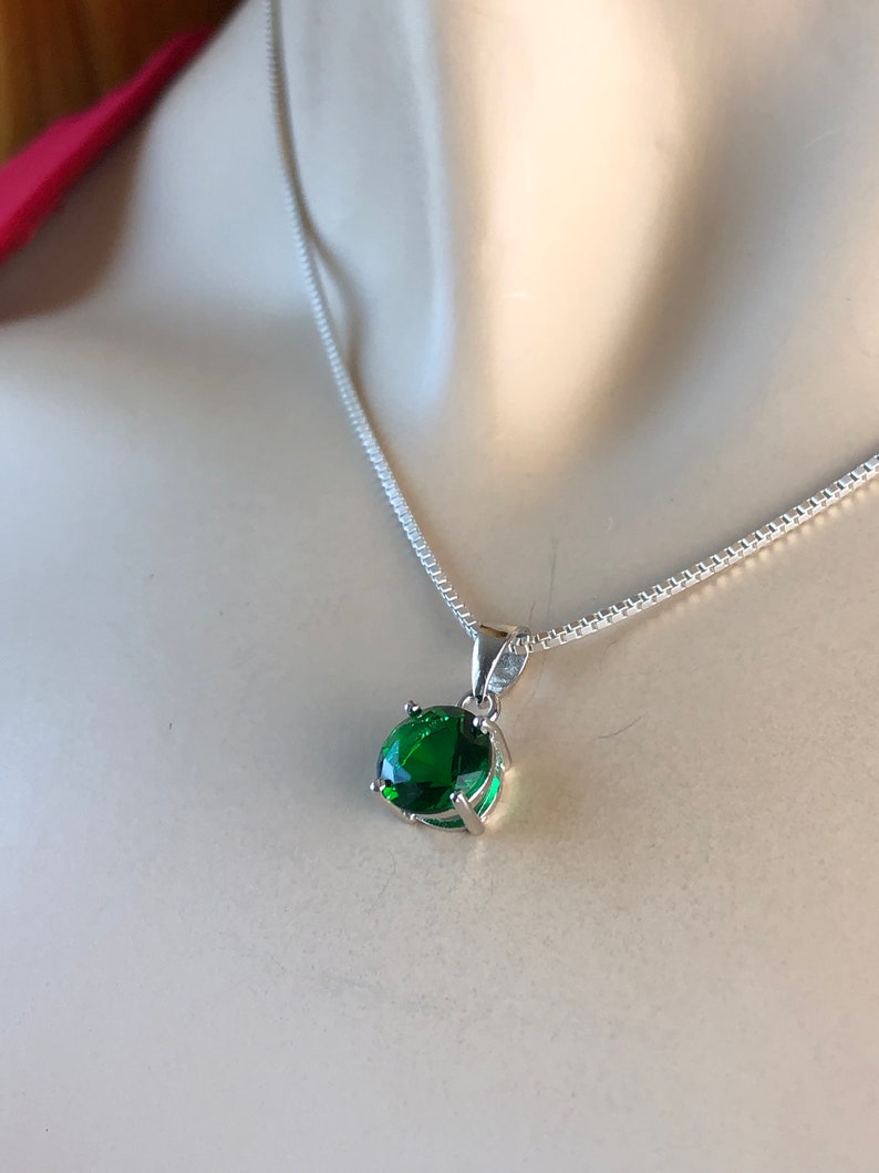 Sterling Silver Emerald Necklace Emerald Cubic Zirconia | Etsy