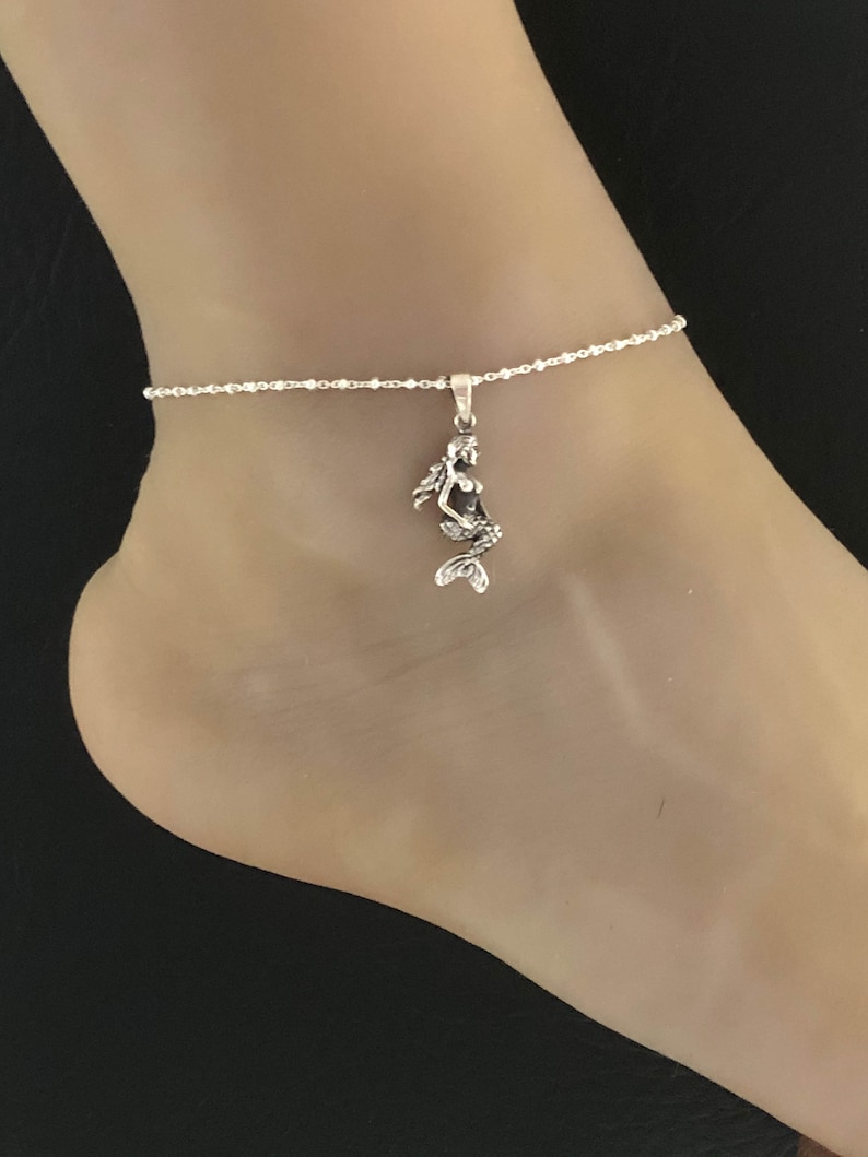 Mermaid Anklet Sterling Silver Beaded Ankle Bracelet Good Etsy