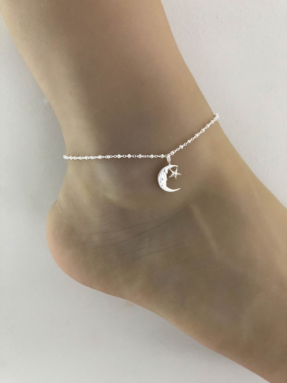 Star and moon anklet deals