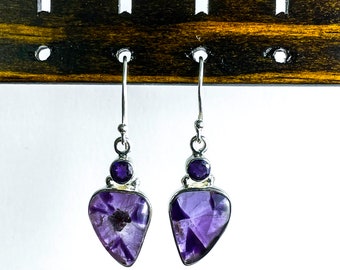 Genuine Amethyst Earrings, Sterling Silver Dangle Earrings, February Birthstone Jewelry, Valentine's Day Gifts, Bridal Wedding Earrings