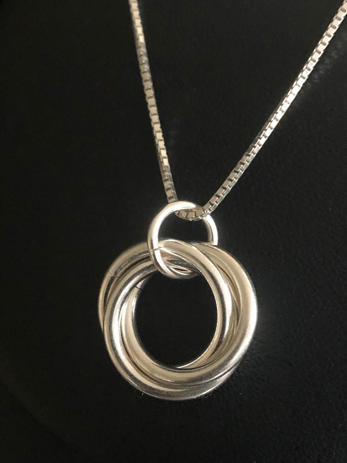Three Circles Necklace Sterling Silver 3 Rings Necklace 30th | Etsy