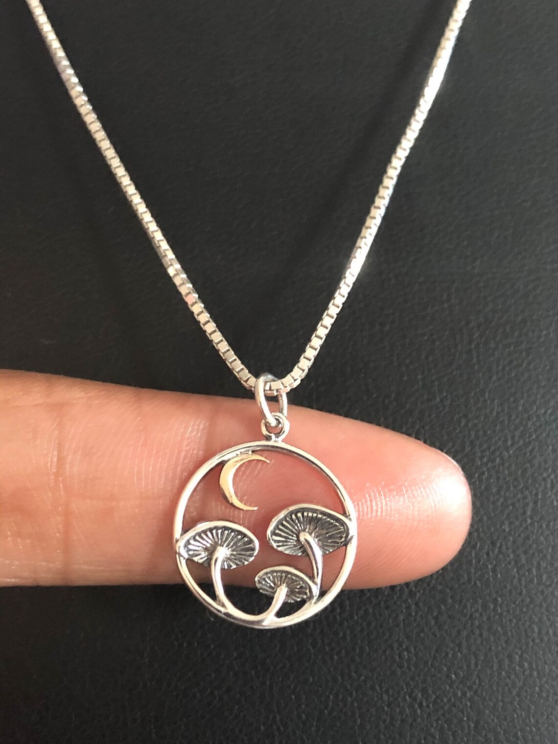 Meadowlark Mushroom Charm Necklace - Sterling Silver 50cm chain main image 0