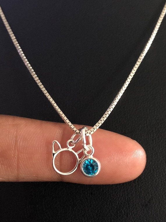 Cat birthstone necklace deals