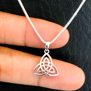 Collier Trinity, collier triquetra en argent sterling, pendentif à breloques noeud celtique, bijoux celtiques, noeud celtique de la Trinité, bijoux irlandais