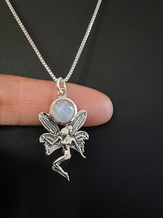 Natural Rainbow Moonstone Fairy Necklace, Sterling Silver Moonstone Fairy  Pendant, June Birthstone Jewelry, Magical Fairy Charm Jewelry - Etsy Canada