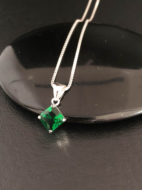Emerald Necklace Sterling Silver 