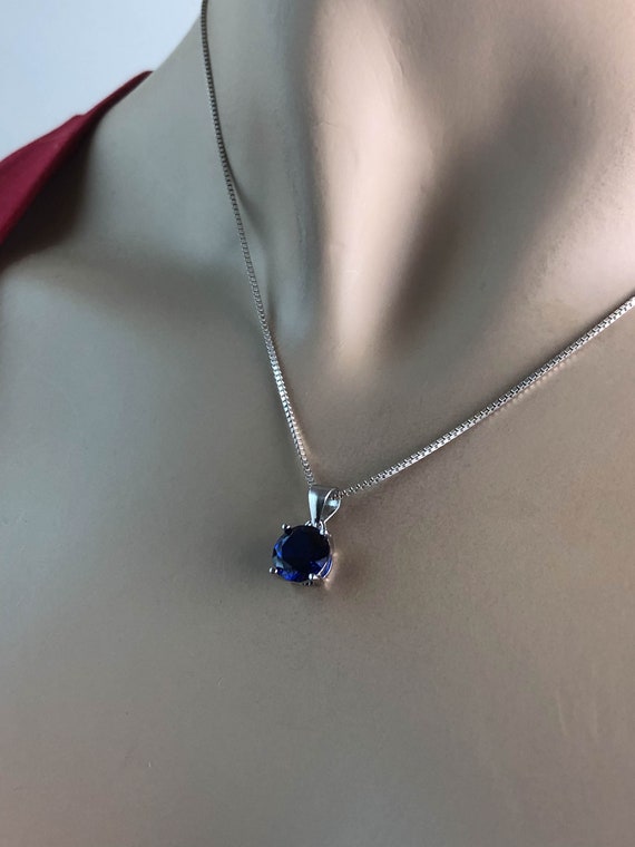 Fine 14 Karat White Gold Sapphire & Diamond Three-Stone Pendant Necklace -  WeilJewelry