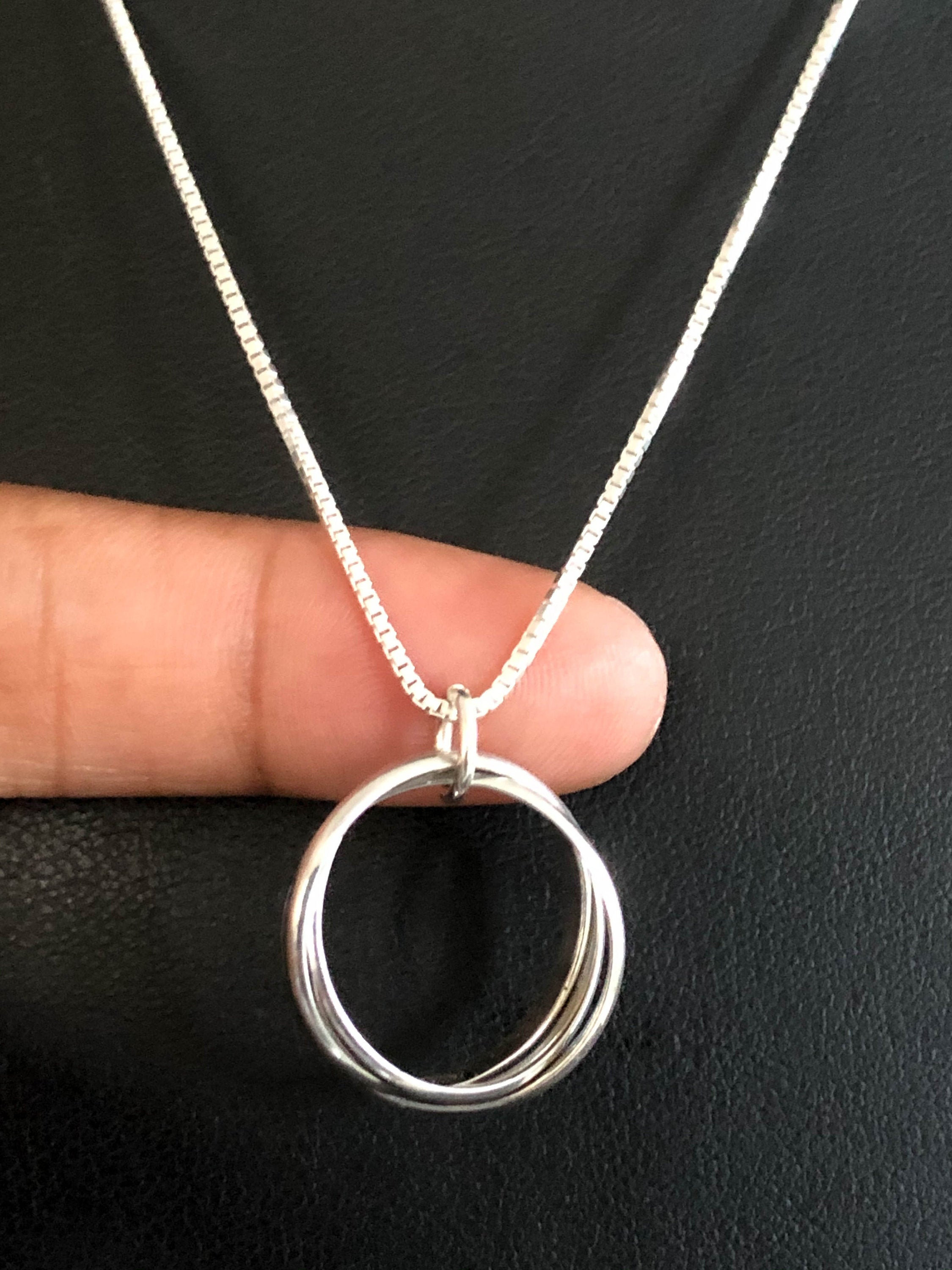 Three Circles Necklace Sterling Silver 3 Rings Necklace 30th Etsy