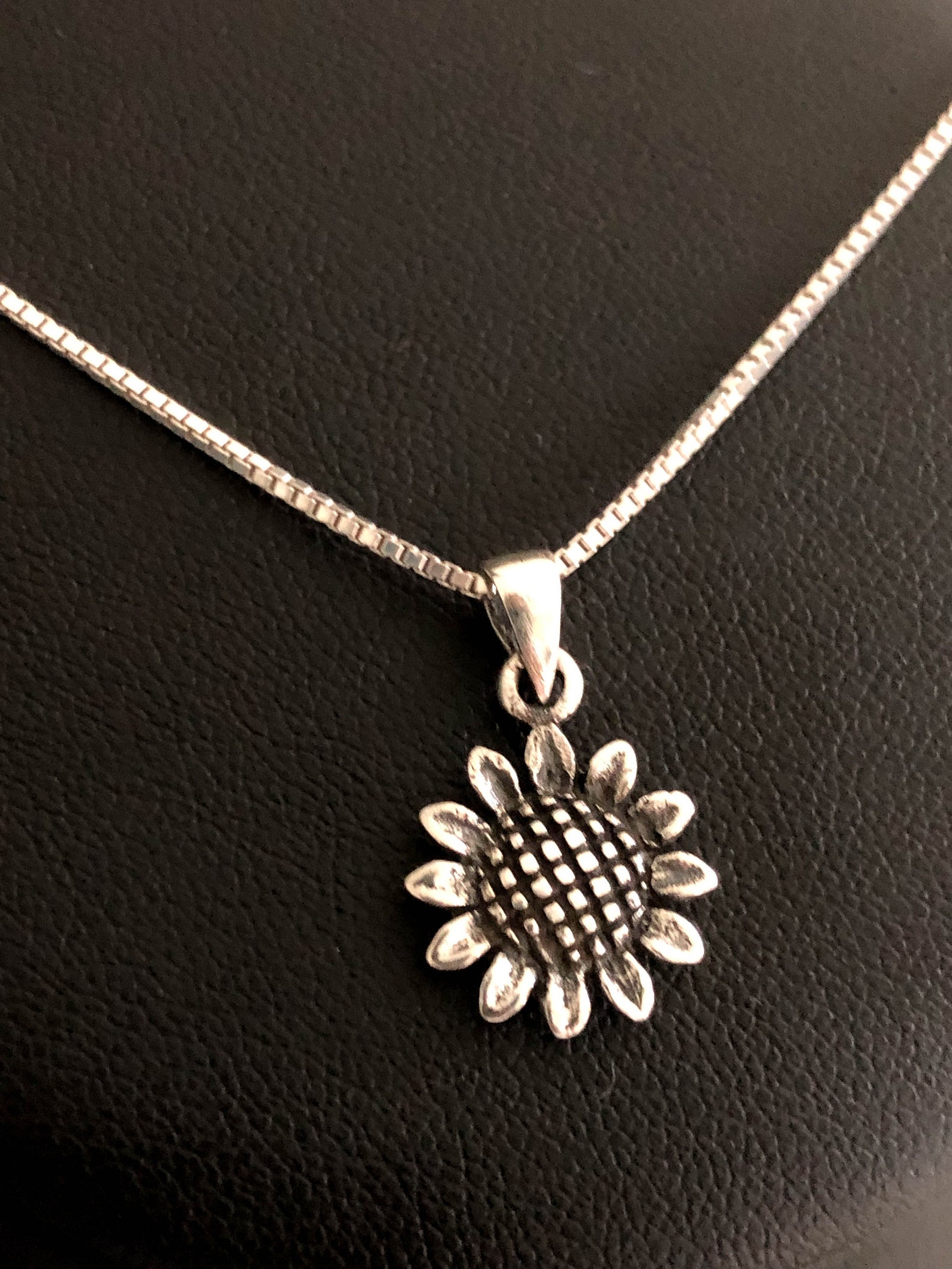 Sunflower Necklace Sterling Silver Sunflower Pendant Etsy