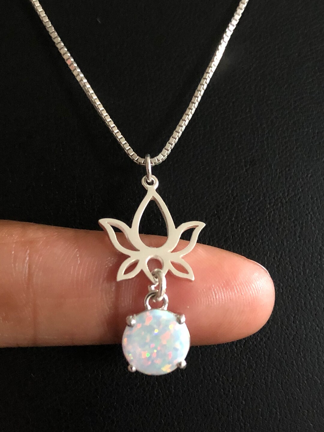 Lotus Flower Necklace Sterling Silver Lotus Flower Pendant Etsy
