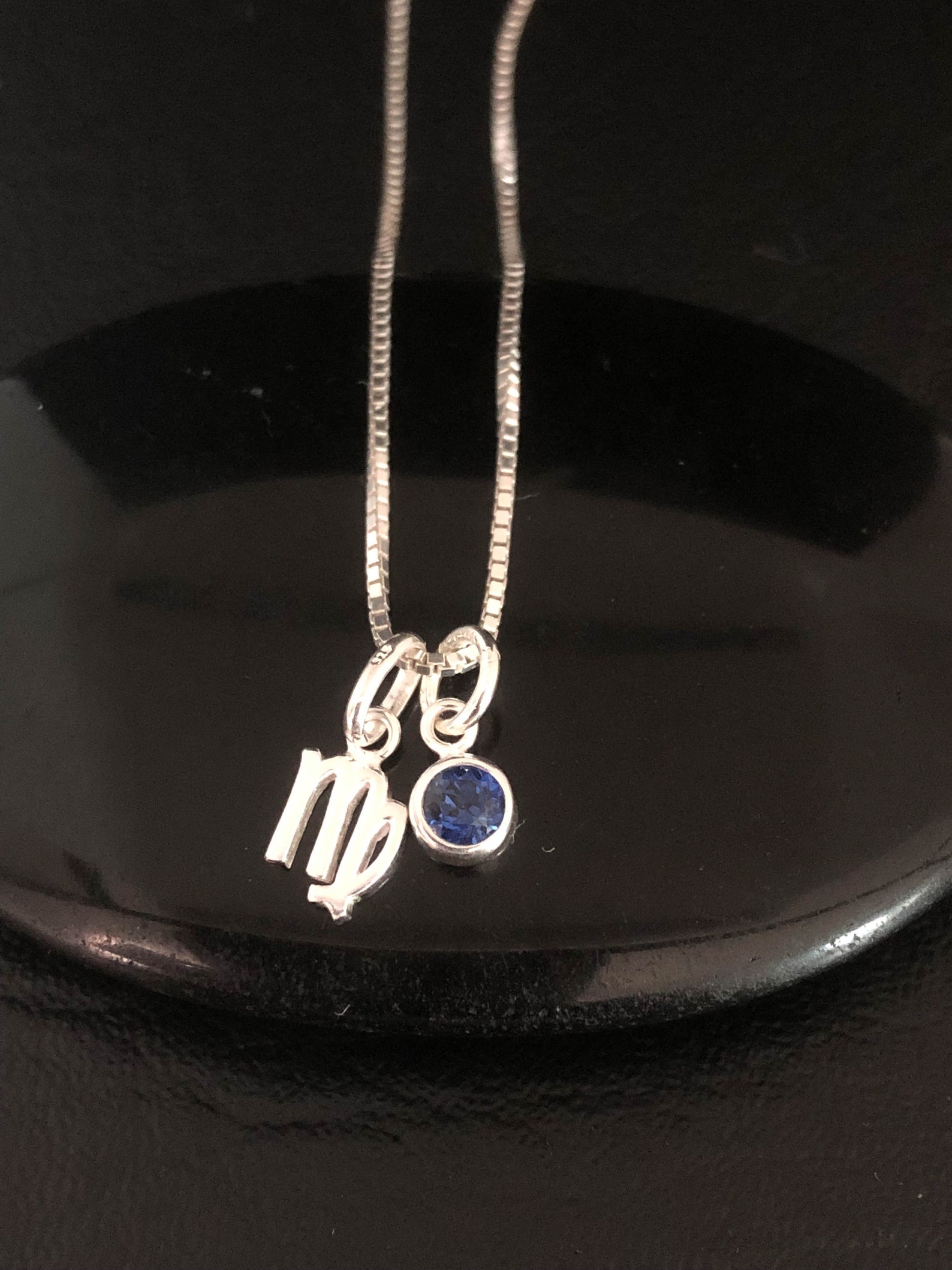 Petite Virgo Necklace Sterling Silver Virgo Pendant August Etsy