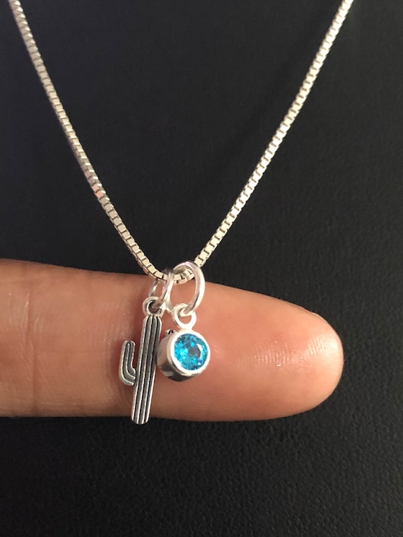 Kaktus Halskette, Sterling Silber Kaktus Anhnger, Familie Birthstone  Halskette, Kaktus Charm Schmuck, Braut Hochzeit Halskette, Boho Schmuck -  Etsy sterreich