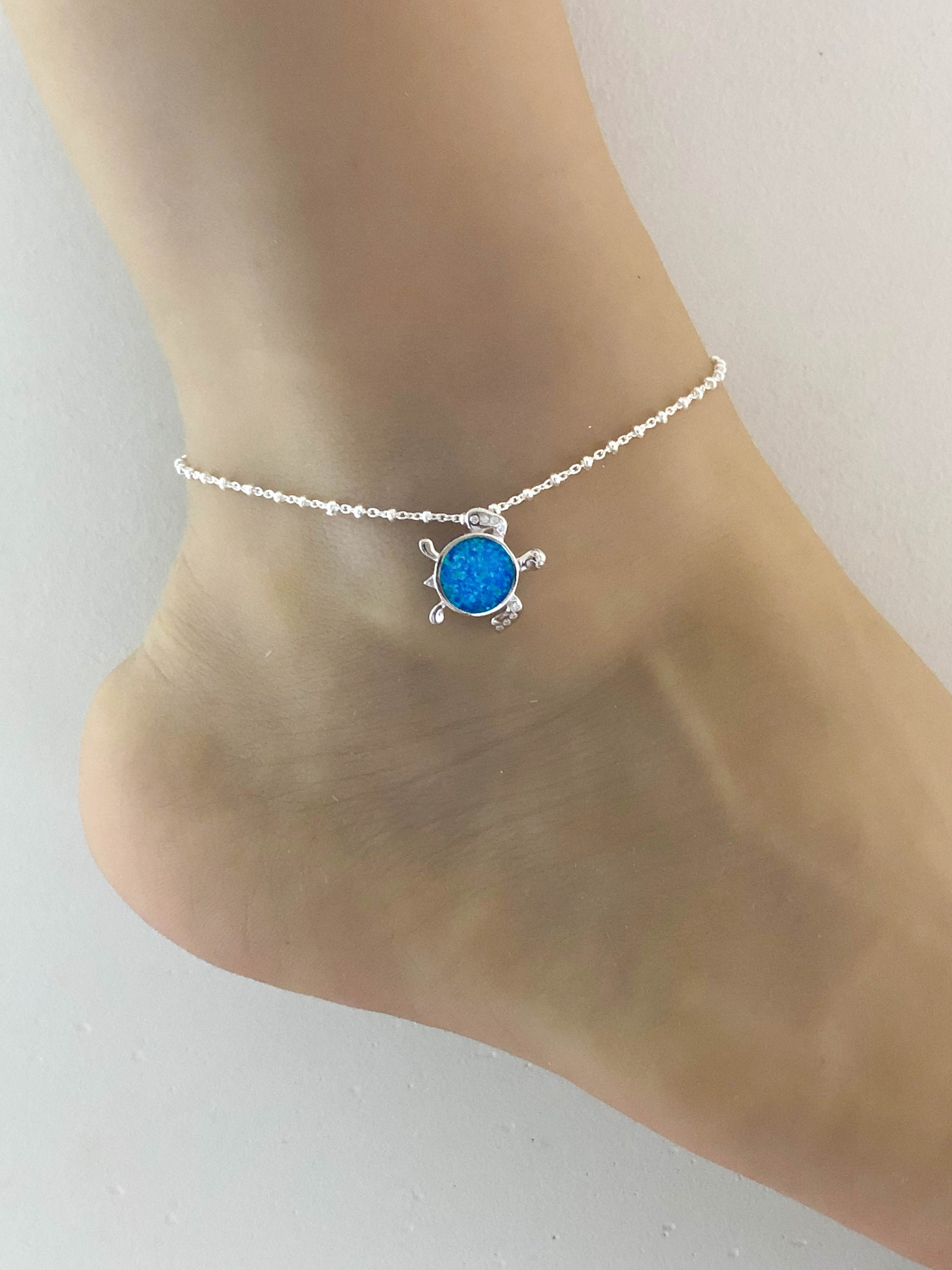 Extender Handmade Jewelry New Anklet Turtle Ankle Bracelet Silver Tone 10" Extender Handmade Jewelry New Anklet Turtle Ankle Bracelet Silver Tone 10"