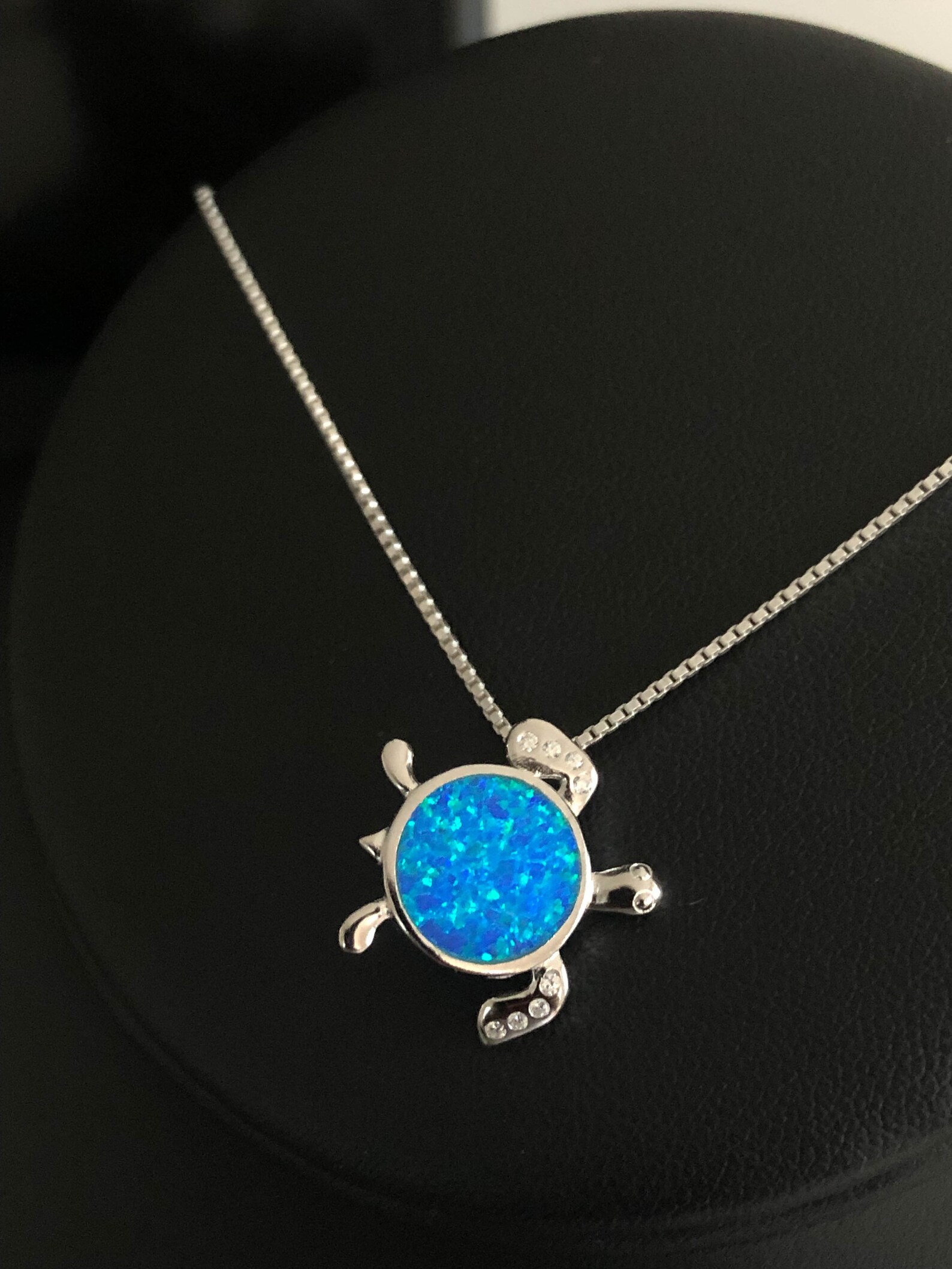 Blue opal turtle necklace Clearance