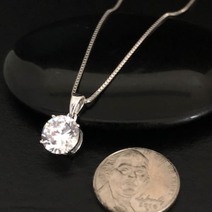 Sterling Silver Cz Necklace, Solitaire Necklace, Cubic Zirconia Necklace, Clear Cubic Zirconia Pendant, Wedding Necklace, Bridal Necklace image 8