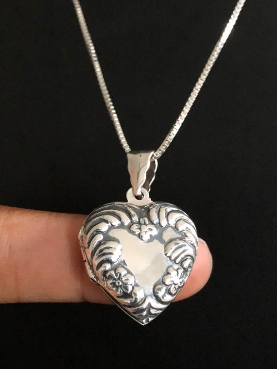 Victorian Heart Locket Necklace, Sterling Silver Locket Pendant, Heart  Locket Necklace, Photo Locket Jewelry, Anniversary Gift for Her