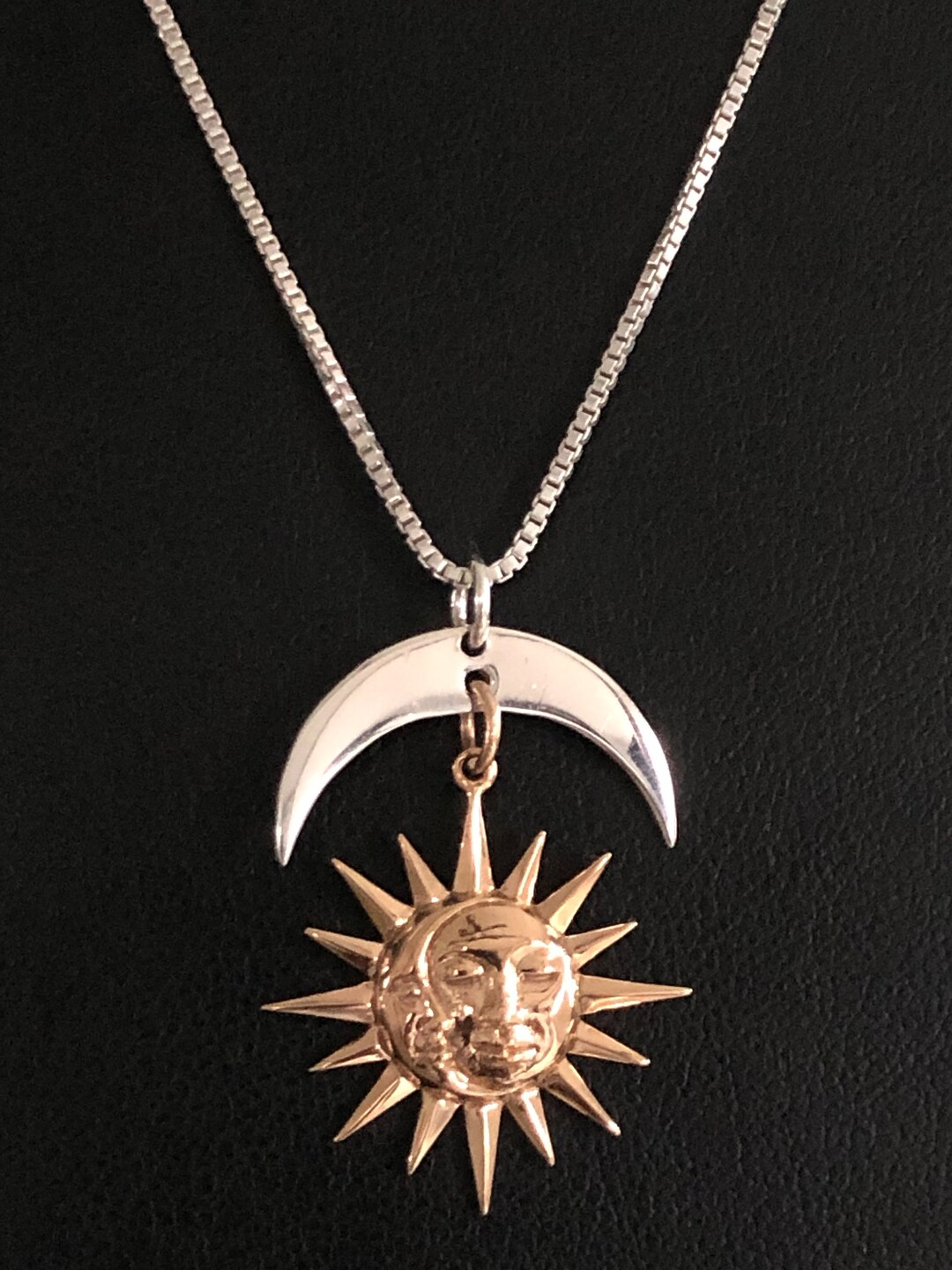 Crescent Moon and Sunshine Pendant, Sterling Silver Celtic Necklace ...