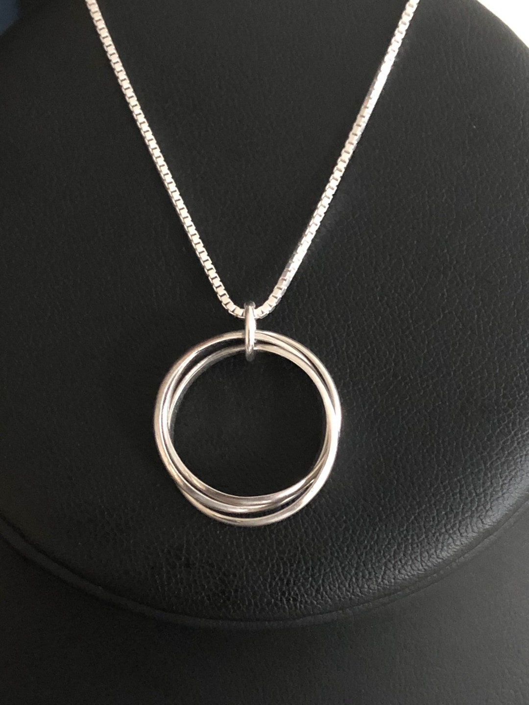 Three Circles Necklace Sterling Silver 3 Rings Necklace 30th Etsy