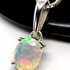 Ethiopian Opal Pendant Genuine White Opal Necklace October - Etsy