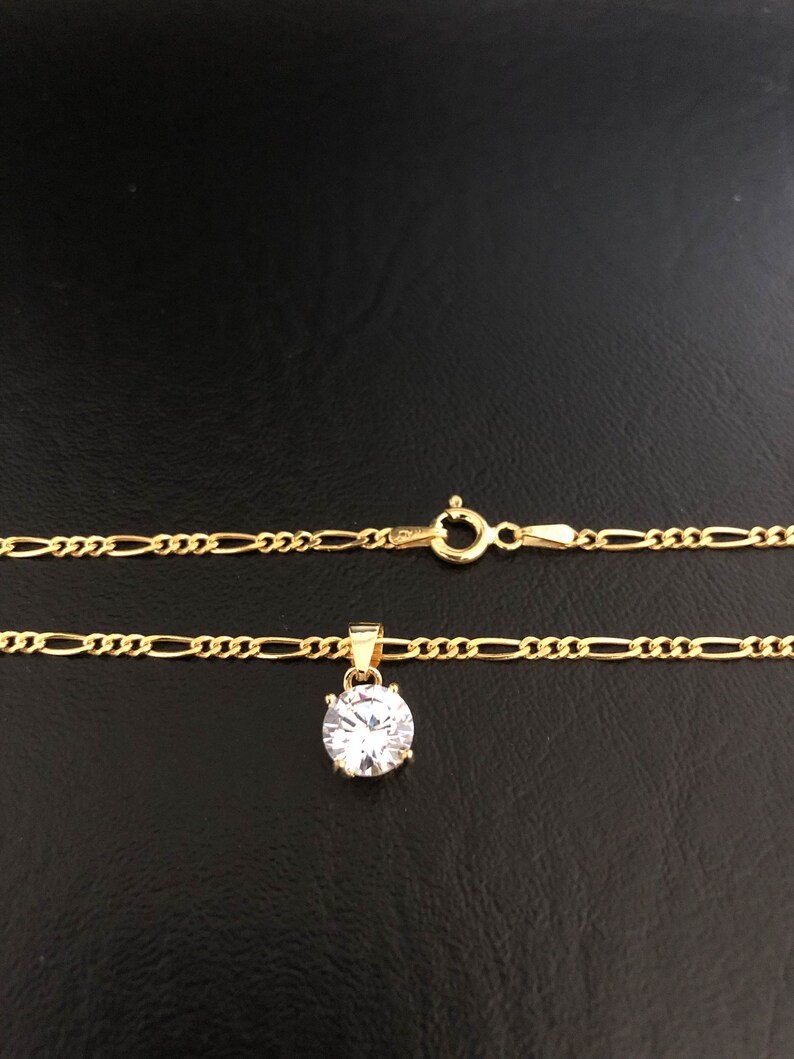 CZ Figaro Anklet Gold Figaro Chain Anklet Bracelet Gold Etsy