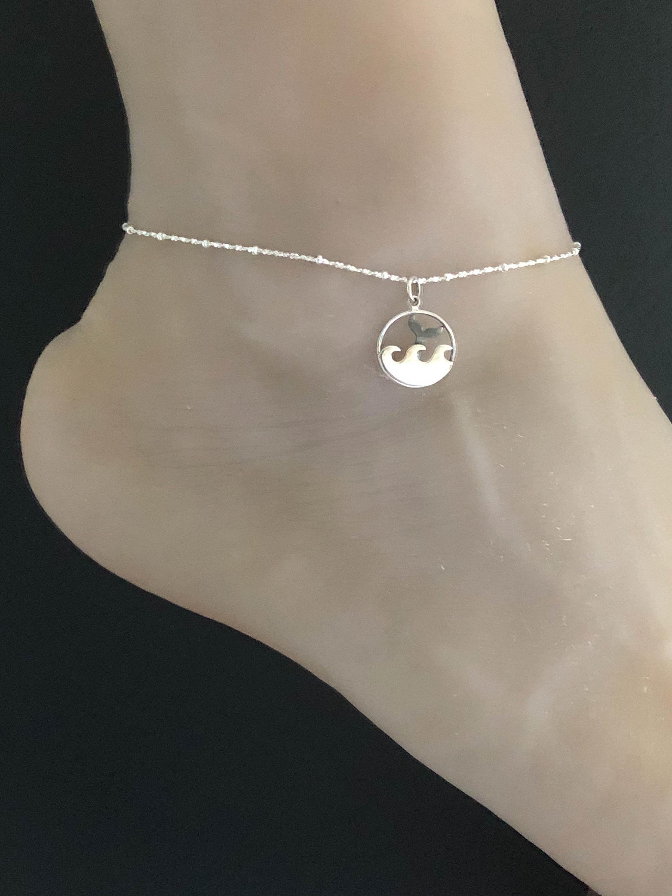 シルバー ビーズ付きアンクレット シルバービーズ付きの調節可能なアンクレット - Etsy 日本