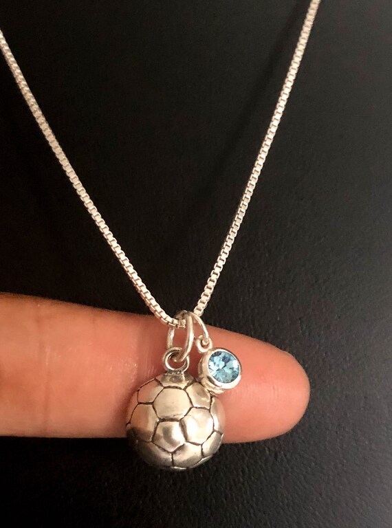 Soccer Ball Necklace Sterling Silver 