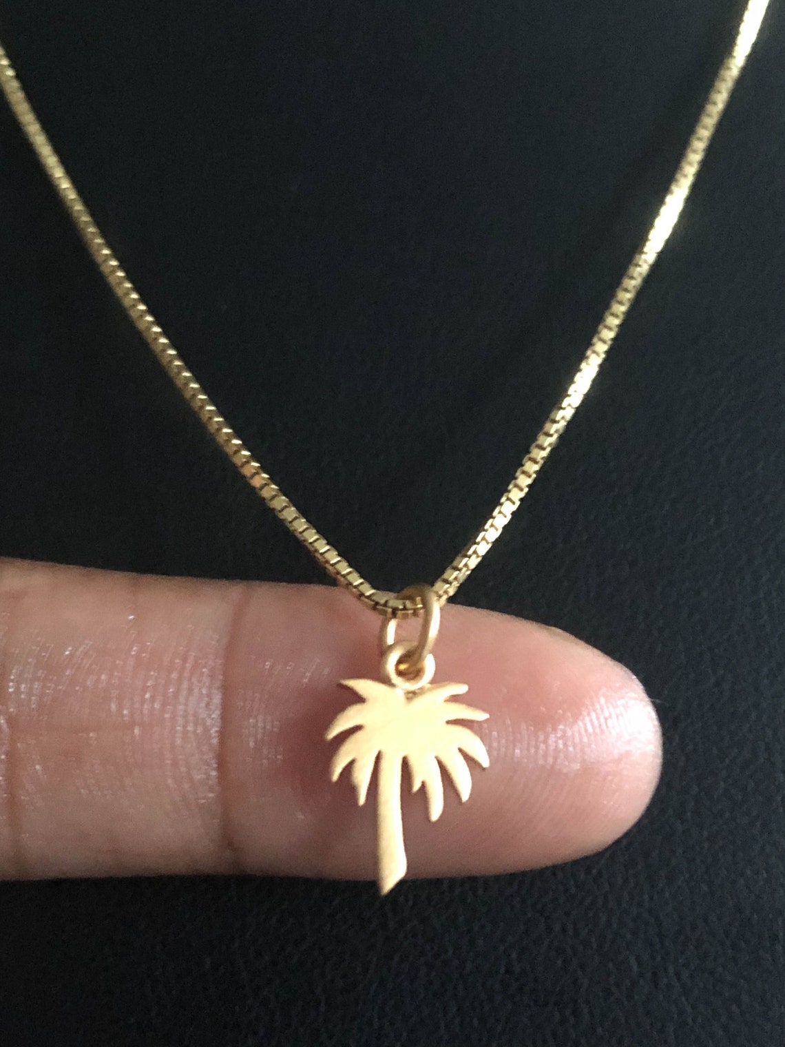 Gold Palm Tree Necklace Gold Palm Tree Pendant 24K Gold Etsy