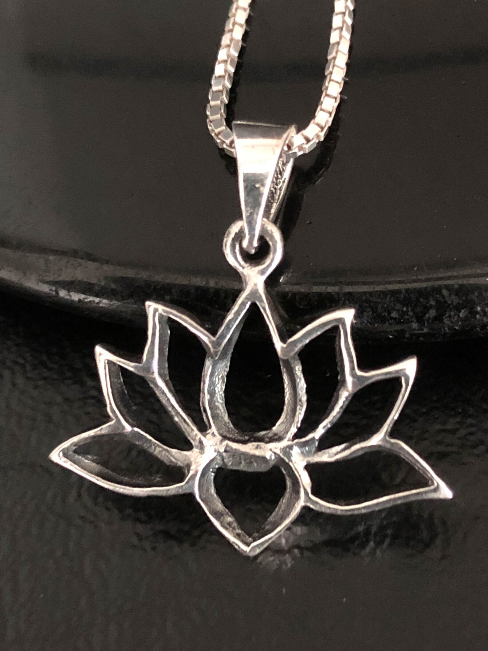 Lotus Flower Necklace Sterling Silver Lotus Flower Pendant | Etsy