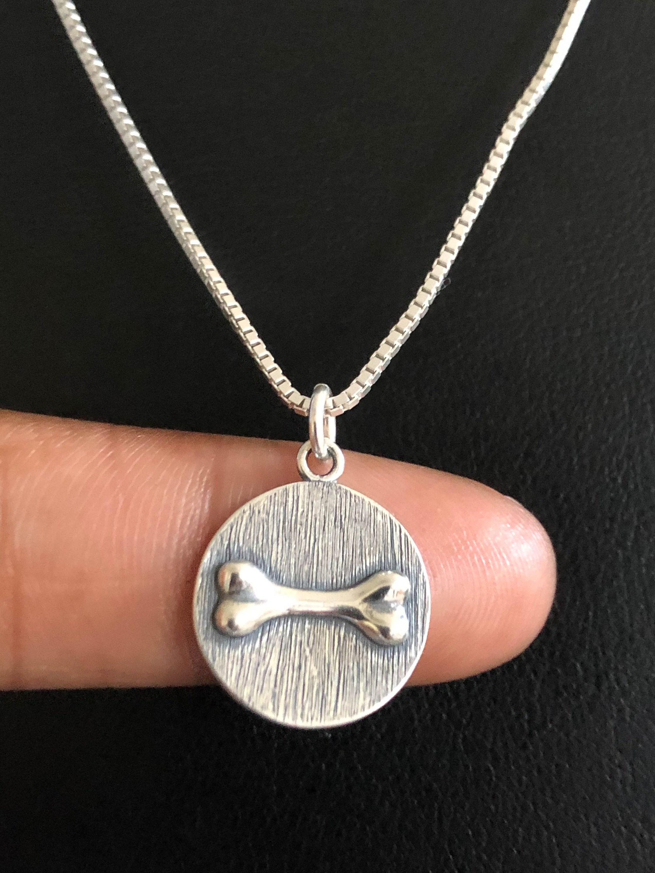Dog Bone Necklace Sterling Silver Dog Bone Pendant Pet Etsy