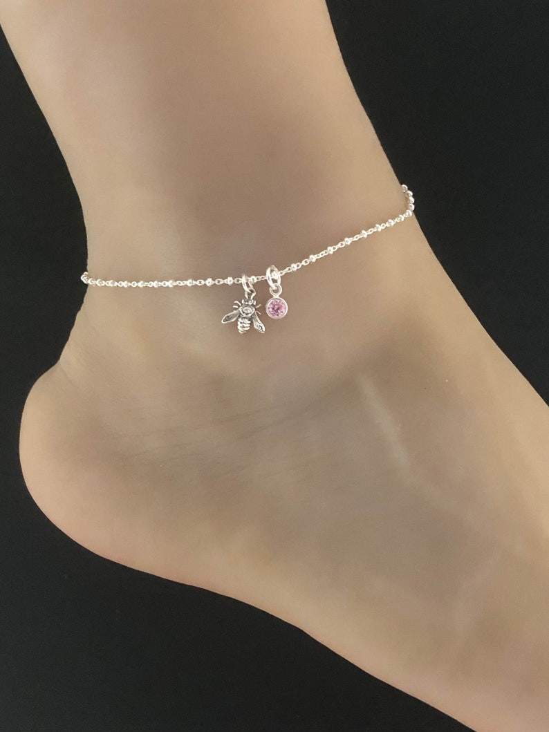 Bee Anklet Sterling Silver Beaded Ankle Bracelet Good Luck Etsy
