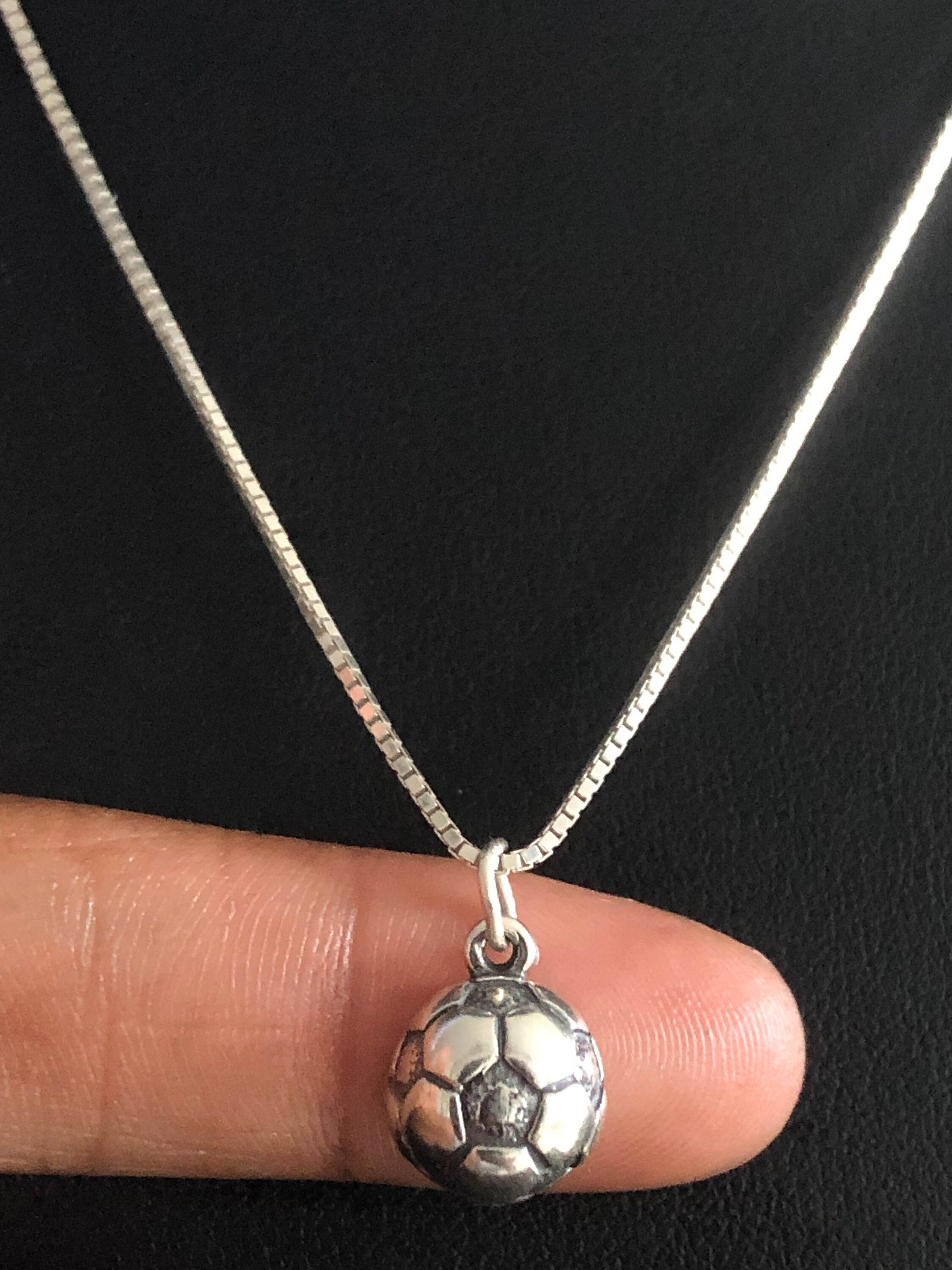Sterling silver soccer ball necklace sale
