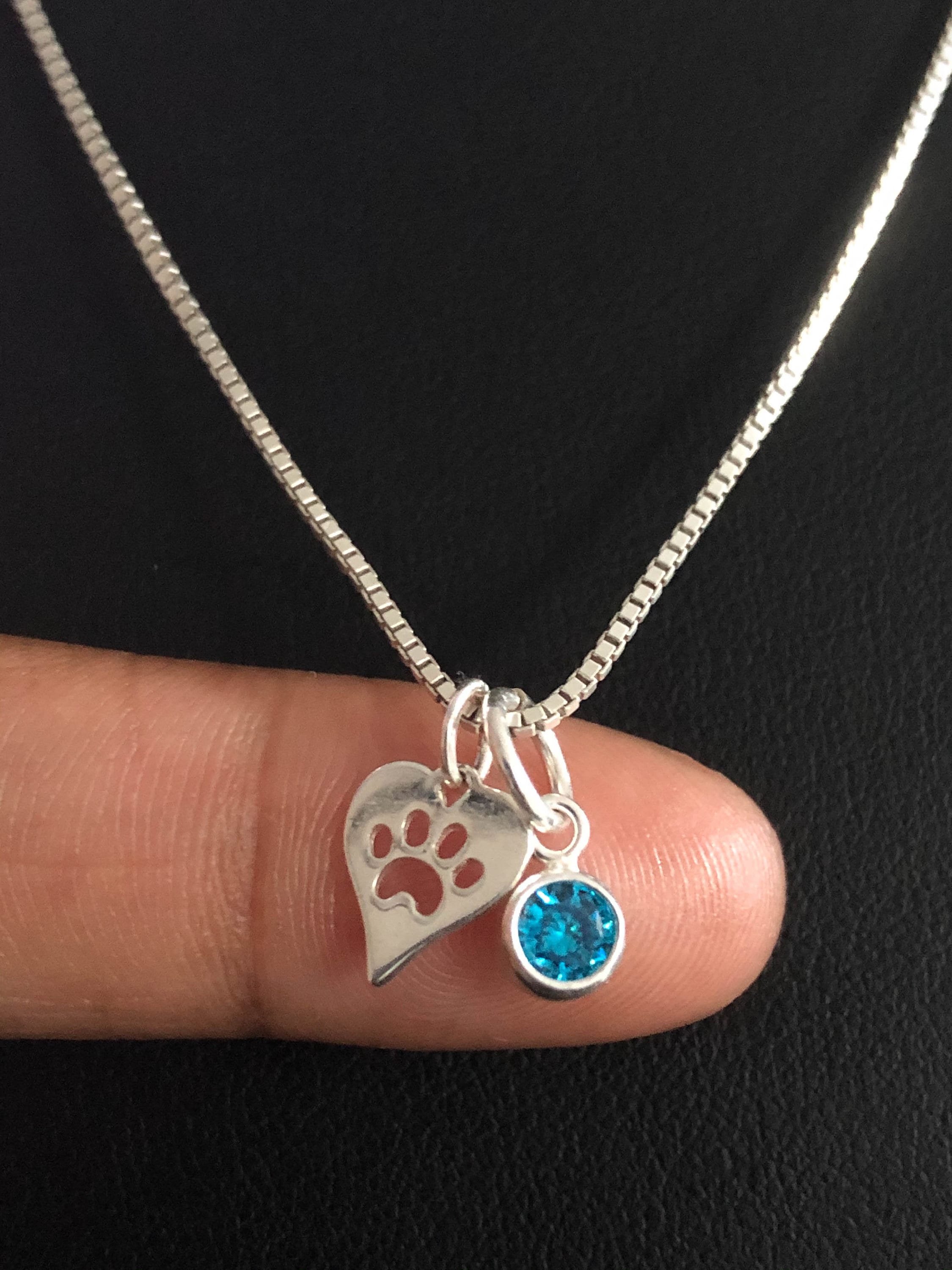 Paw print birthstone necklace online