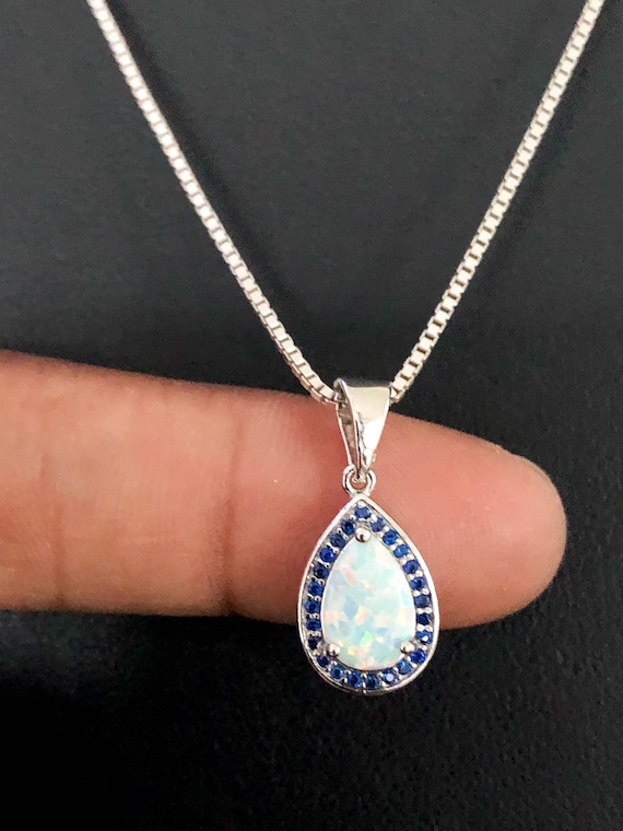 Tear Drop Blue Fire Opal .925 Sterling Silver Pendant Tear Drop Blue Fire Opal .925 Sterling Silver Pendant