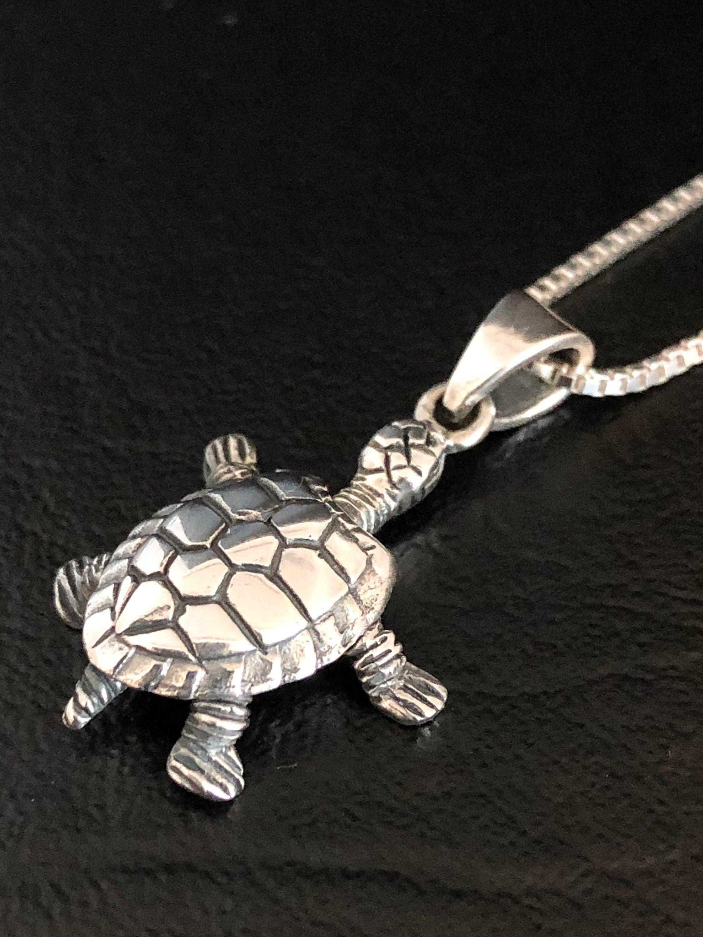 Turtle Necklace Sterling Silver Turtle Pendant Filigree Etsy