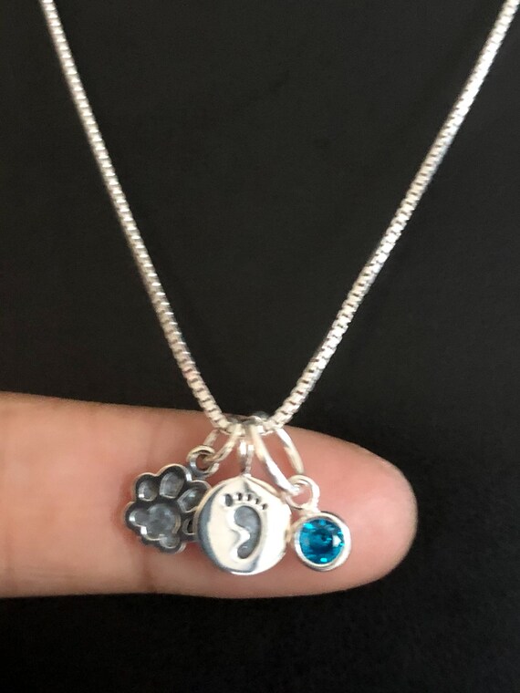 Collana Urna Per Ceneri Animale Domestico - Ciondolo Zampa In Argento 925 Con Incisione 'Forever In My Heart' - 2