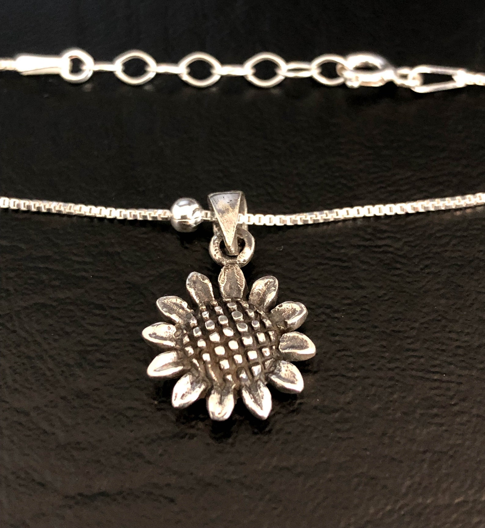 Sunflower Anklet Sterling Silver Beaded Ankle Bracelet Good Etsy