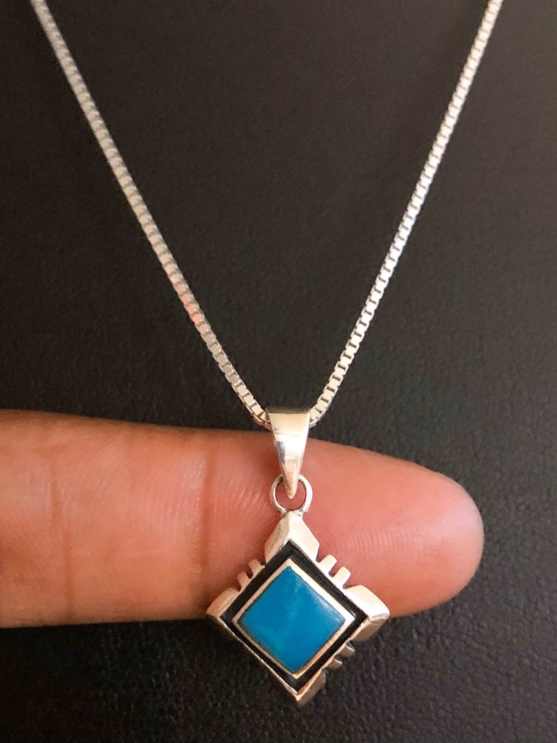 Sterling Silver Turquoise Pendant December Birthstone Jewelry Natural Gemstone Jewelry Genuine Turquoise Necklace Gift For Girlfriend